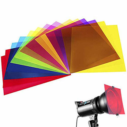 Picture of 14 Pack Colored Overlays Transparency Color Film Plastic Sheets Correction Gel Light Filter Sheet, 8.5 by 11 Inch,7 Assorted Colors