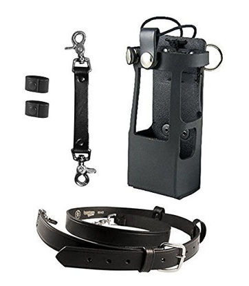 Picture of Boston Leather Bundle Three Items- Anti-Sway Strap for Radio Strap, Firefighter's Radio Strap/Belt, Firefighter's Radio Holder (for Motorola APX 6000XE/8000) (Black)