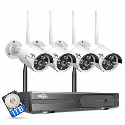 Picture of [Expandable 8CH] Hiseeu Wireless Security Camera System with 1TB Hard Drive with One-Way Audio, 8 Channel NVR 4Pcs 1080P 2.0MP Night Vision WiFi IP Security Surveillance Cameras Home Outdoor