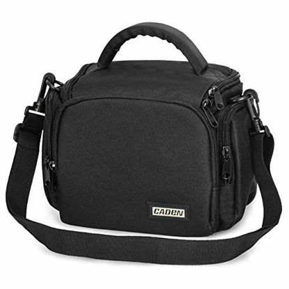 Picture of CADeN Compact Camera Shoulder Crossbody Bag Case Compatible for Nikon, Canon, Sony SLR/DSLR Mirrorless Cameras and Lenses Waterproof Black