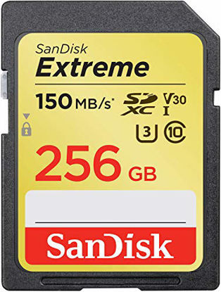 Picture of SanDisk 256GB Extreme SDXC UHS-I Card - C10, U3, V30, 4K UHD, SD Card - SDSDXV5-256G-GNCIN