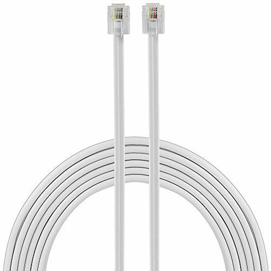 Picture of Power Gear Telephone Line Cord, 100 Feet, Phone Cord, Modular Jack Ends, Works for Phone, Modem or Fax Machine, for Use in Home or Office, White, 27638