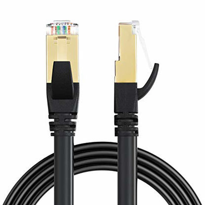 Picture of CAT8 Ethernet Cable, Outdoor&Indoor, 20FT Heavy Duty Weatherproof 26AWG, 40Gbps Cat8 LAN Network Cable with Gold Plated RJ45 Connector, UV Resistant High Speed for Router/Gaming/Nintendo Switch/Xbox