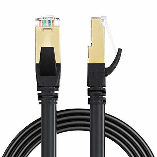 Picture of CAT8 Ethernet Cable, Outdoor&Indoor, 20FT Heavy Duty Weatherproof 26AWG, 40Gbps Cat8 LAN Network Cable with Gold Plated RJ45 Connector, UV Resistant High Speed for Router/Gaming/Nintendo Switch/Xbox