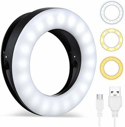 Picture of Whellen Selfie Ring Light for Phone Laptop Tablets Camera Photography Video, Rechargeable LED Clip On Light (Black)
