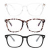 Picture of Gaoye 3-Pack Blue Light Blocking Glasses, Fashion Square Fake Nerd Eyewear Anti UV Ray Computer Gaming Eyeglasses Women/Men (Matte Black+Leopard+Transparent)