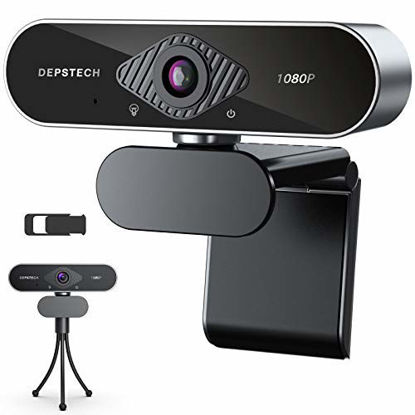 Picture of Webcam with Microphone, DEPSTECH 1080P HD Webcam with Auto Light Correction for Desktop/Laptop, Streaming Computer USB Web Camera for Video Conferencing, Teaching, Streaming, and Gaming