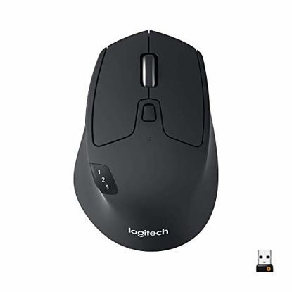 Picture of Logitech M720 Wireless Triathlon Mouse with Bluetooth for PC with Hyper-Fast Scrolling and USB Unifying Receiver for Computer and Laptop - Black