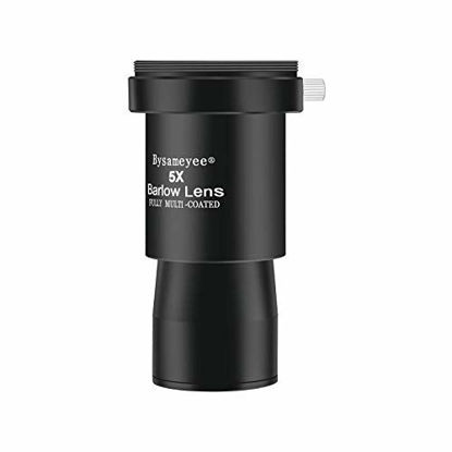 Picture of Bysameyee Barlow Lens 5X, 1.25-Inch Fully Multi-Coated Blackened Metal Optical Glass with T Adapter M42 Thread for Astronomic Telescope Eyepiece