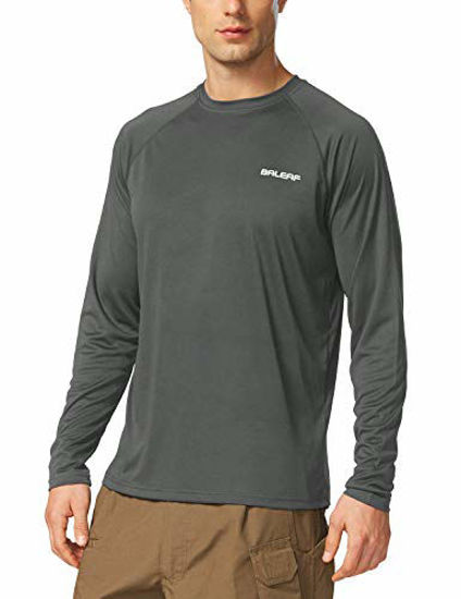 BALEAF Men's UPF 50+ Sun Protection Shirts Long Sleeve Dri Fit SPF T-Shirts  Lightweight Fishing Hiking Running Deep Gray Size XXXL