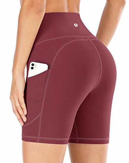 GetUSCart- IUGA Yoga Shorts Workout Shorts for Women with Pockets High  Waisted Biker Shorts for Women Running Shorts with Side Pockets Maroon