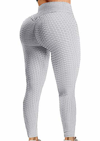 A AGROSTE Womens High Waist Yoga Pants Tummy Control Workout Ruched Butt Lifting Stretchy Leggings Textured Booty Tights