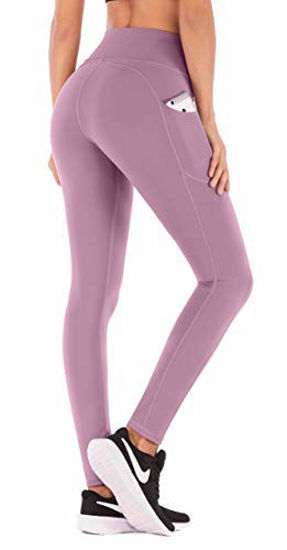 IUGA High Waist Yoga Pants with Pockets, Tummy Control, Workout Pants for  Women 4 Way Stretch Yoga Leggings with Pockets (Begonia Pink, X-Large)