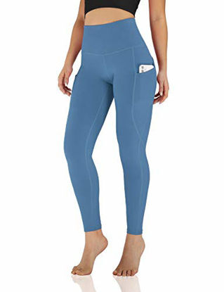 Picture of ODODOS Women's High Waisted Yoga Leggings with Pocket, Workout Sports Running Athletic Leggings with Pocket, Full-Length, Dream Blue,Medium
