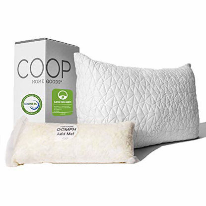 Picture of Coop Home Goods - Premium Adjustable Loft Pillow - Hypoallergenic Cross-Cut Memory Foam Fill - Lulltra Washable Cover from Bamboo Derived Rayon - CertiPUR-US/GREENGUARD Gold Certified - King