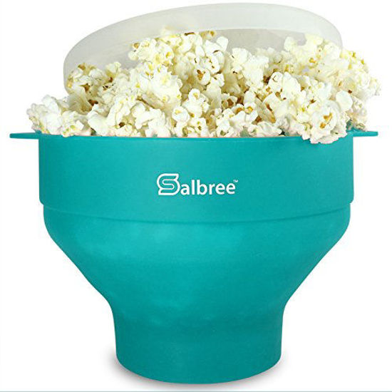 Picture of Original Salbree Microwave Popcorn Popper, Silicone Popcorn Maker, Collapsible Bowl - The Most Colors Available (Aqua)