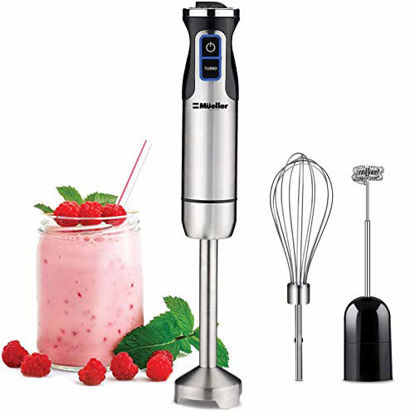 Picture of Mueller Austria Ultra-Stick 500 Watt 9-Speed Immersion Multi-Purpose Hand Blender Heavy Duty Copper Motor Brushed 304 Stainless Steel With Whisk, Milk Frother Attachments