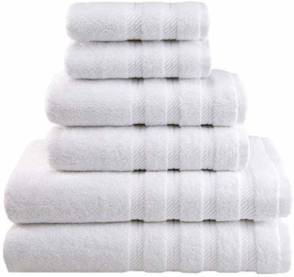 Picture of American Soft Linen 6-Piece 100% Turkish Genuine Cotton Premium & Luxury Towel Set for Bathroom & Kitchen, 2 Bath Towels, 2 Hand Towels & 2 Washcloths [Worth $72.95] - Bright White