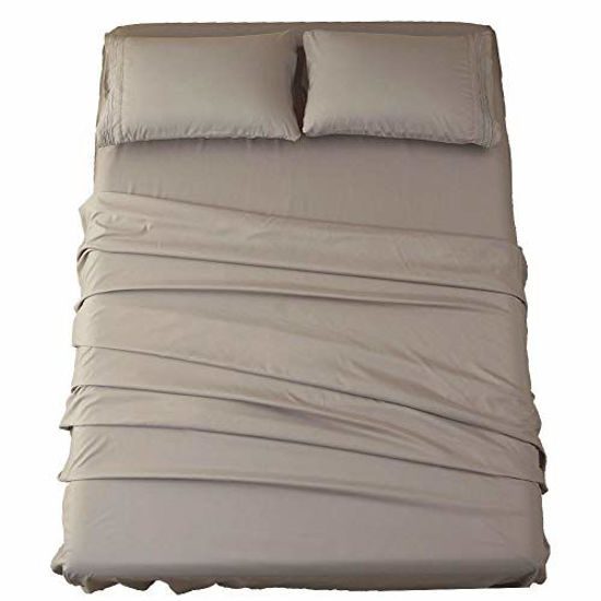 Picture of Sonoro Kate Bed Sheet Set Super Soft Microfiber 1800 Thread Count Luxury Egyptian Sheets 18-Inch Deep Pocket Wrinkle and Hypoallergenic-3 Piece(Twin Grey) 