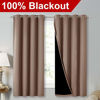 Picture of NICETOWN Total Blackout Panels for Nursery, Super Soft, Heavy Duty and Thick Window Treatment Curtains 63 inches Long with Black Lined for Basement, (1 Pair, Cappuccino, 52 inches Wide Each Panel)