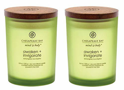 Picture of Chesapeake Bay Candle Scented Candles, Awaken + Invigorate (Lemongrass Eucalyptus), Medium (2-Pack), 2 Count