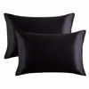 Picture of Bedsure Satin Pillowcase for Hair and Skin, 2-Pack - King Size (20x36 inches) Pillow Cases - Satin Pillow Covers with Envelope Closure, Black