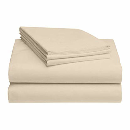 Picture of LuxClub 4 PC Sheet Set Bamboo Sheets Deep Pockets 18" Eco Friendly Wrinkle Free Sheets Machine Washable Hotel Bedding Silky Soft - Cream Twin