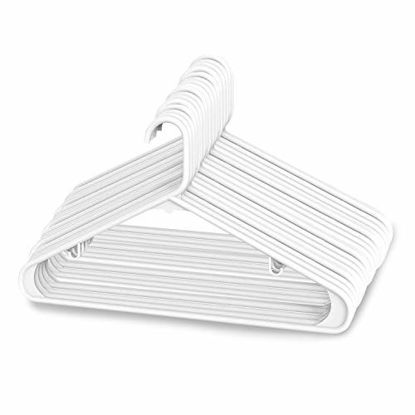 Picture of Sharpty Plastic Hangers Clothing Hangers Ideal for Everyday Standard Use (White, 20 Pack)