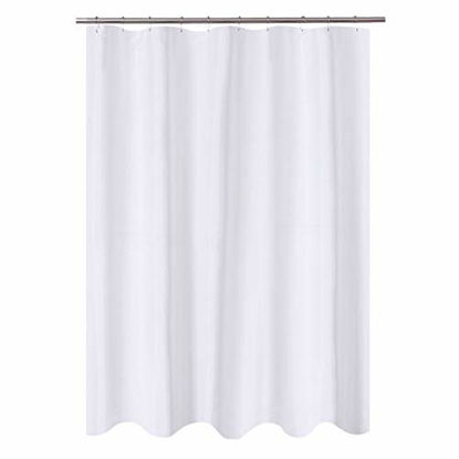 Picture of N&Y HOME Fabric Shower Curtain Liner 60 x 72 inches Bath Stall Size, Hotel Quality, Washable, Water Repellent, White Bathroom Curtains with Grommets, 60x72