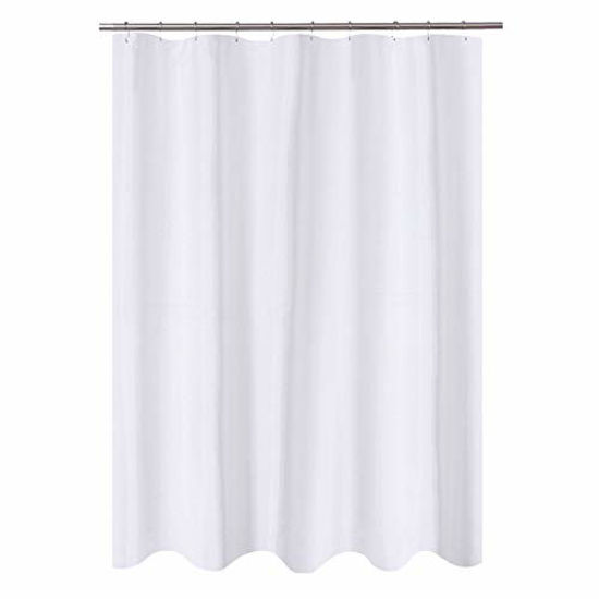 Picture of N&Y HOME Fabric Shower Curtain Liner 60 x 72 inches Bath Stall Size, Hotel Quality, Washable, Water Repellent, White Bathroom Curtains with Grommets, 60x72