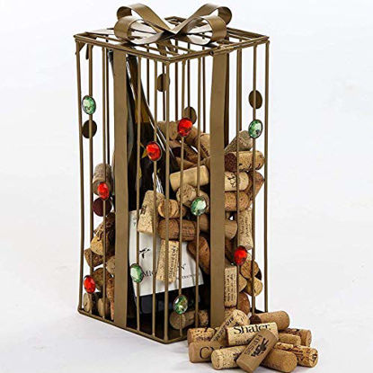 Picture of Gold Holiday Gift Box Cork Caddy Displays and Stores over 200 Wine Corks by Picnic Plus