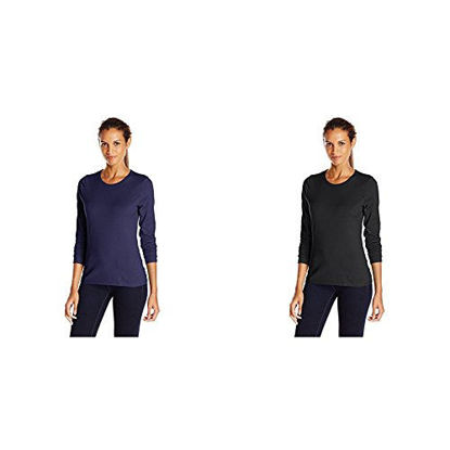 Picture of Hanes 2 Pack Long Sleeve Tee, Hanes Navy/Ebony, X-Large/X-Large