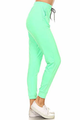 Picture of Leggings Depot JGA128-MINT-S Solid Jogger Track Pants w/Pockets, Small