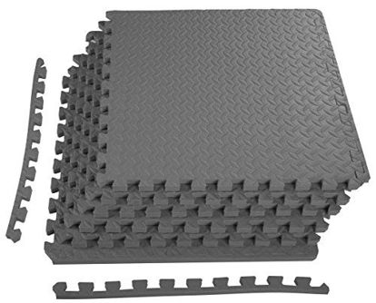 Picture of BalanceFrom Puzzle Exercise Mat with EVA Foam Interlocking Tiles , 3/4" Thick, 24 Square Feet, Gray