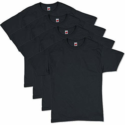 Picture of Hanes Men's ComfortSoft Short Sleeve T-Shirt (4 Pack ),Black,Large