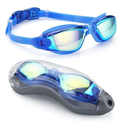Picture of Aegend Swim Goggles, Swimming Goggles No Leaking Anti Fog UV Protection Triathlon Swim Goggles with Free Protection Case for Adult Men Women Youth Kids Child, Multiple Choice