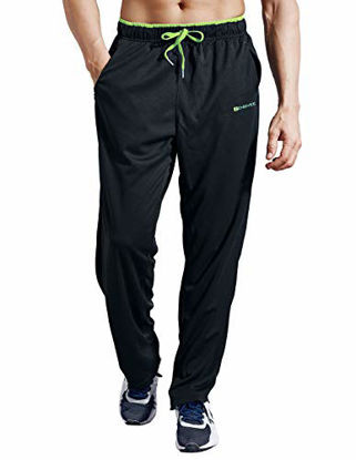Picture of ZENGVEE Athletic Men's Open Bottom Light Weight Jersey Sweatpant with Zipper Pockets for Workout, Gym, Running, Training (Black01,XL)