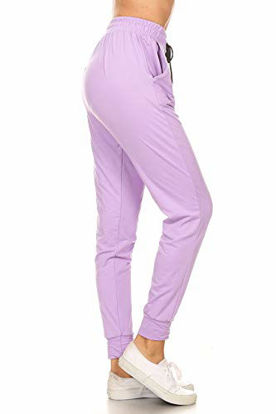 Picture of Leggings Depot JGA128-LILAC-XL Solid Jogger Track Pants w/Pockets, X-Large