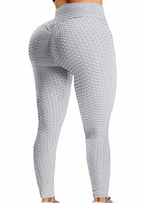 Picture of A AGROSTE Women's High Waist Yoga Pants Tummy Control Workout Ruched Butt Lifting Stretchy Leggings Textured Booty Thights