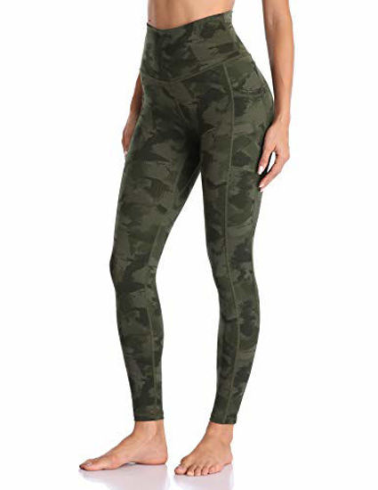 GetUSCart- Colorfulkoala Women's High Waisted Yoga Pants 7/8 Length Leggings  with Pockets (XS, Army Green Splinter Camo)