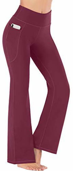GetUSCart- Heathyoga Women Bootcut High Waist Yoga Pants with Pockets,  Wine, XX-Large