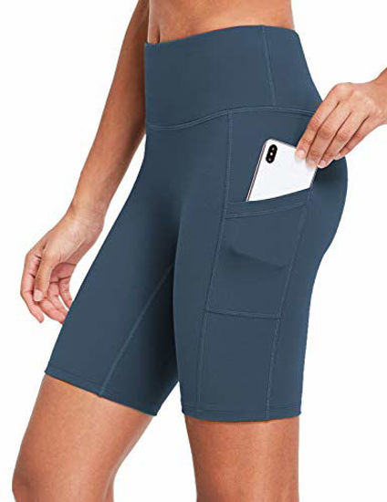 GetUSCart- BALEAF Women's 8 Buttery Soft Biker Yoga Shorts High Waisted  Workout Compression Pocketed Shorts Blue Size S