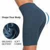 Picture of BALEAF Women's 8" Buttery Soft Biker Yoga Shorts High Waisted Workout Compression Pocketed Shorts Blue Size S