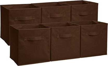 Picture of Amazon Basics Collapsible Fabric Storage Cubes Organizer with Handles, Brown - Pack of 6