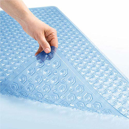 Picture of Gorilla Grip Original Patented Bath, Shower Tub Mat, 35x16, Many Colors, Washable, XL Size Bathroom Bathtub Mats, Drain Holes and Suction Cups, Blue
