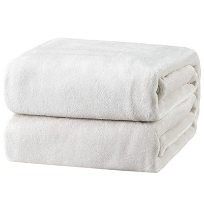 Picture of Bedsure Fleece Blanket Twin Size White Lightweight Blanket Super Soft Cozy Microfiber Blanket
