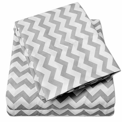 Picture of 1500 Supreme Collection Bed Sheets - Luxury Bed Sheet Set with Deep Pocket Wrinkle Free Hypoallergenic Bedding - 4 Piece Sheets - Chevron Print- King, Gray