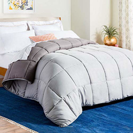 All-Season Reversible Down Alternative Quilted Comforter Corner Duvet Tabs 