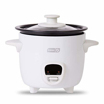 Picture of Dash DRCM200GBWH04 Mini Rice Cooker Steamer with Removable Nonstick Pot, Keep Warm Function & Recipe Guide, 2 cups, for Soups, Stews, Grains & Oatmeal, White