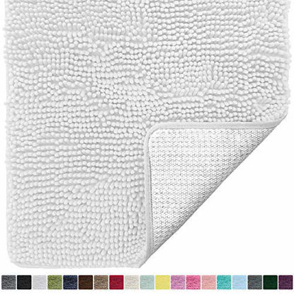 Picture of Gorilla Grip Original Luxury Chenille Bathroom Rug Mat, 24x17, Extra Soft and Absorbent Shaggy Rugs, Machine Wash Dry, Perfect Plush Carpet Mats for Tub, Shower, and Bath Room, White